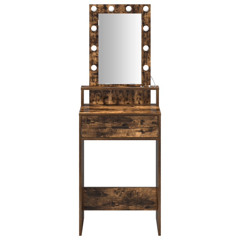 Casa si Gradina - Mobilier - Comode si corpuri - Masute de toaleta - masa de toaleta  cu lumini LED stejar afumat 50x41x140 cm - Infinity.ro