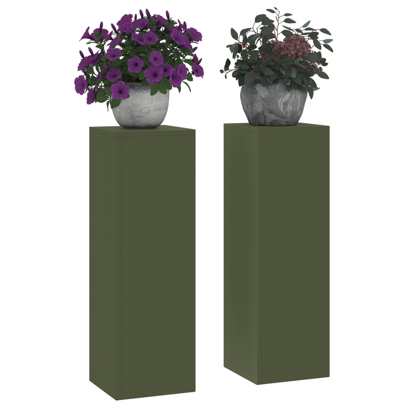 Casa si Gradina - Gradinarit si plante - Plante si ghivece - Ghivece si suporturi - Suporturi plante pilon exterior 2 buc. oliv 24x24x75 cm otel - Infinity.ro