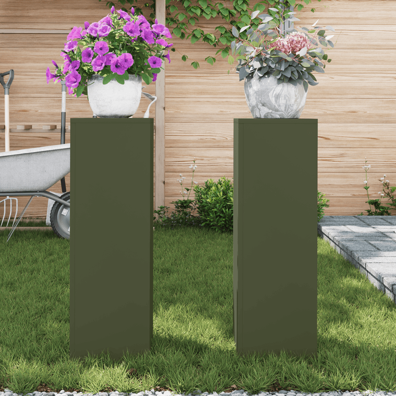 Casa si Gradina - Gradinarit si plante - Plante si ghivece - Ghivece si suporturi - Suporturi plante pilon exterior 2 buc. oliv 24x24x75 cm otel - Infinity.ro