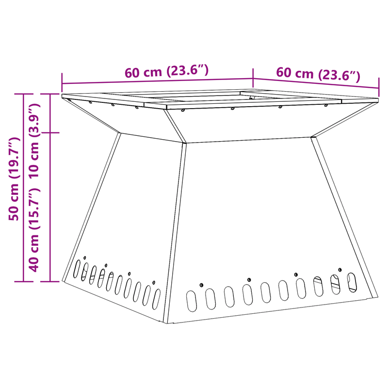 Casa si Gradina - Termice - Sobe, Seminee si accesorii - Seminee - Vatra de foc, negru, 60x60x50 cm, otel - Infinity.ro
