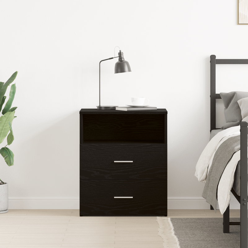 Casa si Gradina - Mobilier - Comode si corpuri - Noptiere - Noptierea  Negru Stejar 50x32x60cm din lemn prelucrat - Infinity.ro