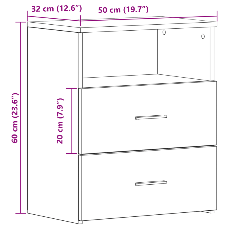 Casa si Gradina - Mobilier - Comode si corpuri - Noptiere - Noptierea  Negru Stejar 50x32x60cm din lemn prelucrat - Infinity.ro