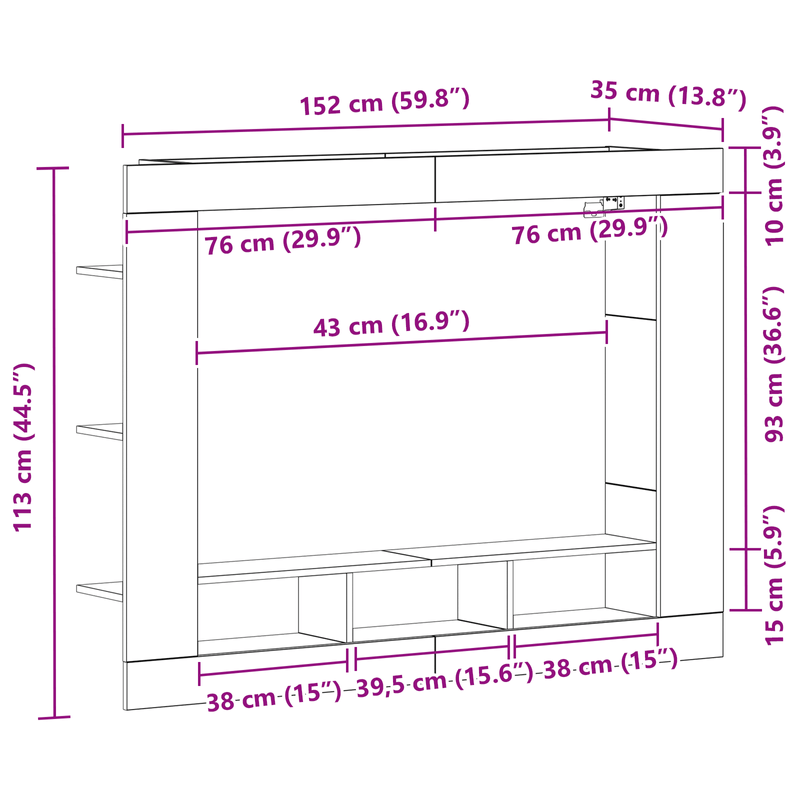Casa si Gradina - Mobilier - Comode si corpuri - Comode - Dulap TV montat pe perete, stejar negru, 152x22x113 cm - Infinity.ro