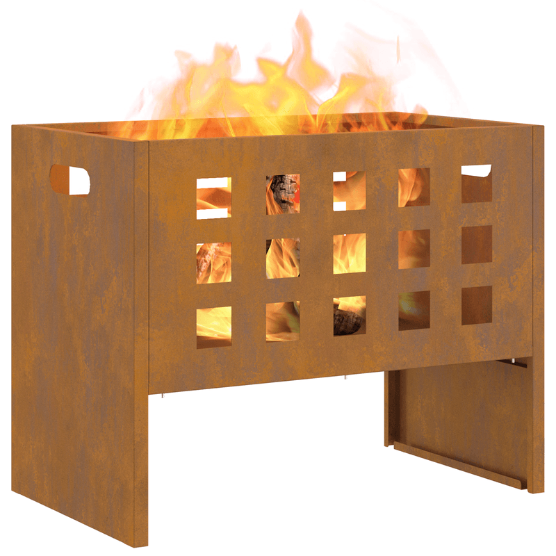 Casa si Gradina - Termice - Sobe, Seminee si accesorii - Seminee - Vatra de foc, dreptunghi, 50x30x40 cm, otel corten - Infinity.ro