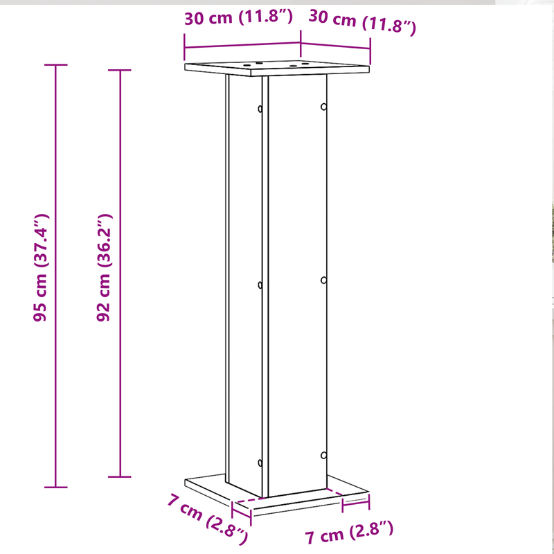 TV, Audio-Video si Foto - Audio profesionale - Stative - Suporturi pentru boxe  2 buc Black Oak 30x30x95 cm din lemn ingineresc - Infinity.ro
