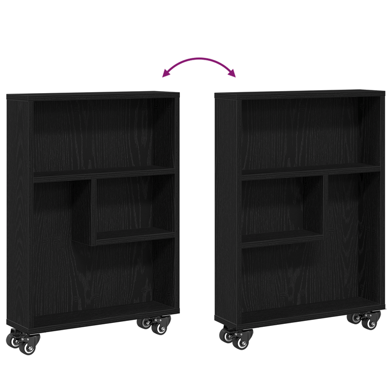 Casa si Gradina - Mobilier - Biblioteci si rafturi - Biblioteci - Carucior de depozitare ingust, stejar negru, 48x13x68 cm, lemn - Infinity.ro