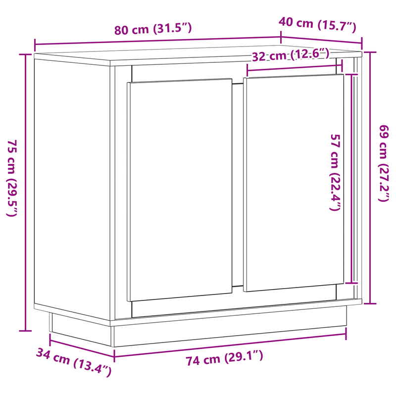 Casa si Gradina - Mobilier - Comode si corpuri - Comode - Dulap, lemn vechi, 80x34x75 cm, lemn prelucrat - Infinity.ro