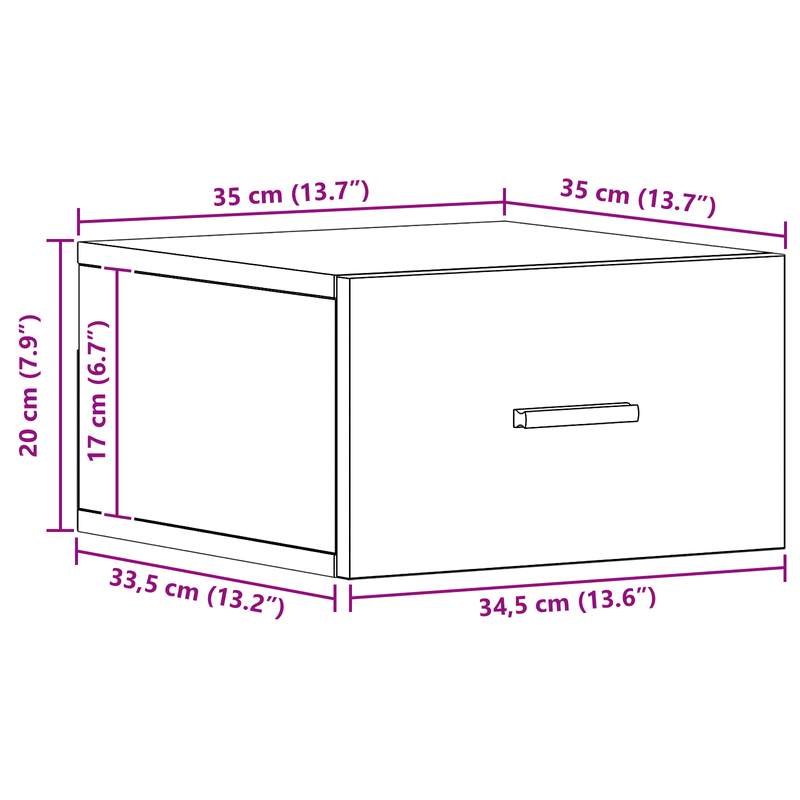 Casa si Gradina - Mobilier - Comode si corpuri - Noptiere - Noptiera de perete, stejar negru, 35x35x20 cm - Infinity.ro