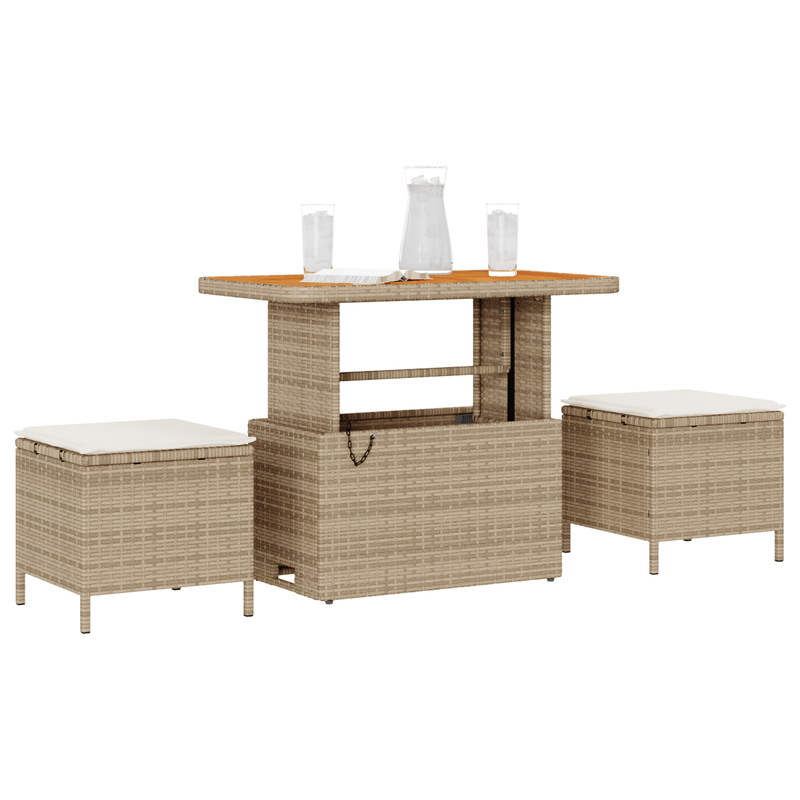 Casa si Gradina - Gradina si terasa - Mobilier exterior - Seturi mobila gradina - Set mobilier gradina, 3 piese, perne bej, poliratan & acacia - Infinity.ro
