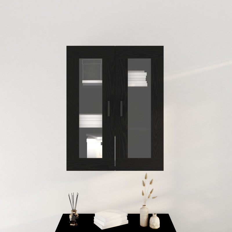 Casa si Gradina - Mobilier - Comode si corpuri - Comode - Dulap de perete cu usi din sticla, stejar negru, 69,5x34x90 cm - Infinity.ro