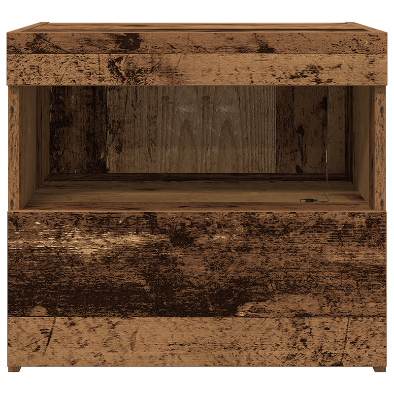 Casa si Gradina - Mobilier - Comode si corpuri - Noptiere - Noptiera cu lumini LED, lemn vechi, 50x40x45 cm - Infinity.ro