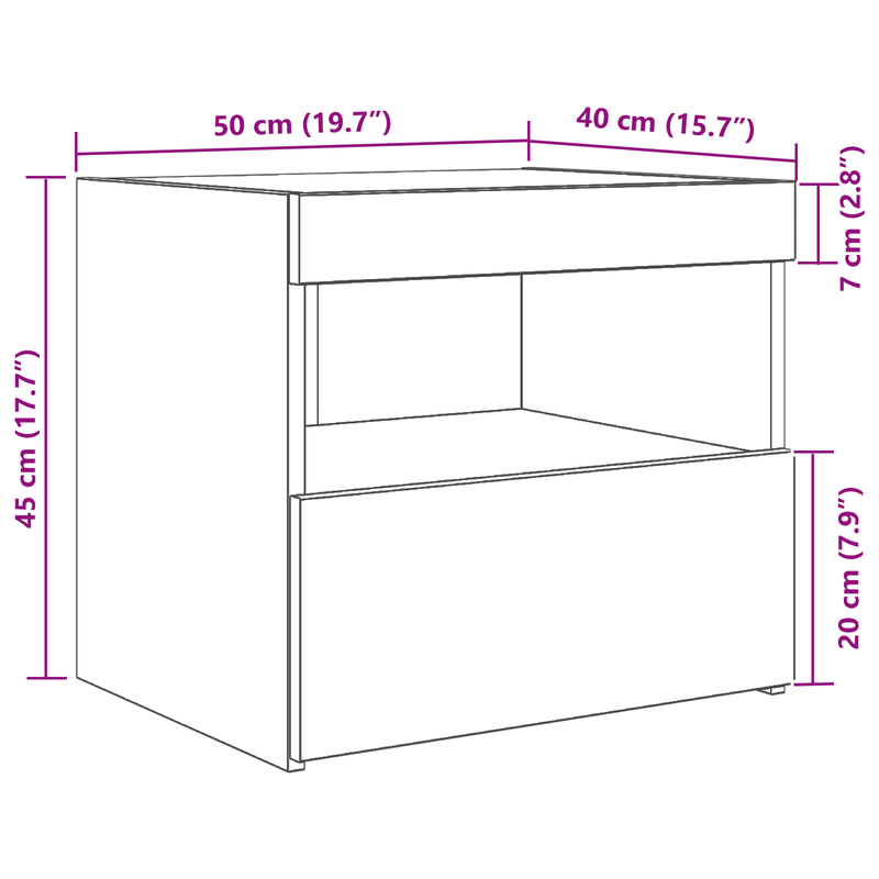 Casa si Gradina - Mobilier - Comode si corpuri - Noptiere - Noptiera cu lumini LED, lemn vechi, 50x40x45 cm - Infinity.ro