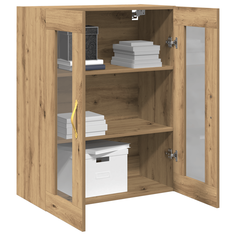 Casa si Gradina - Mobilier - Comode si corpuri - Comode - Dulap suspendat usi din sticla, stejar artizanal, 69,5x34x90 cm - Infinity.ro