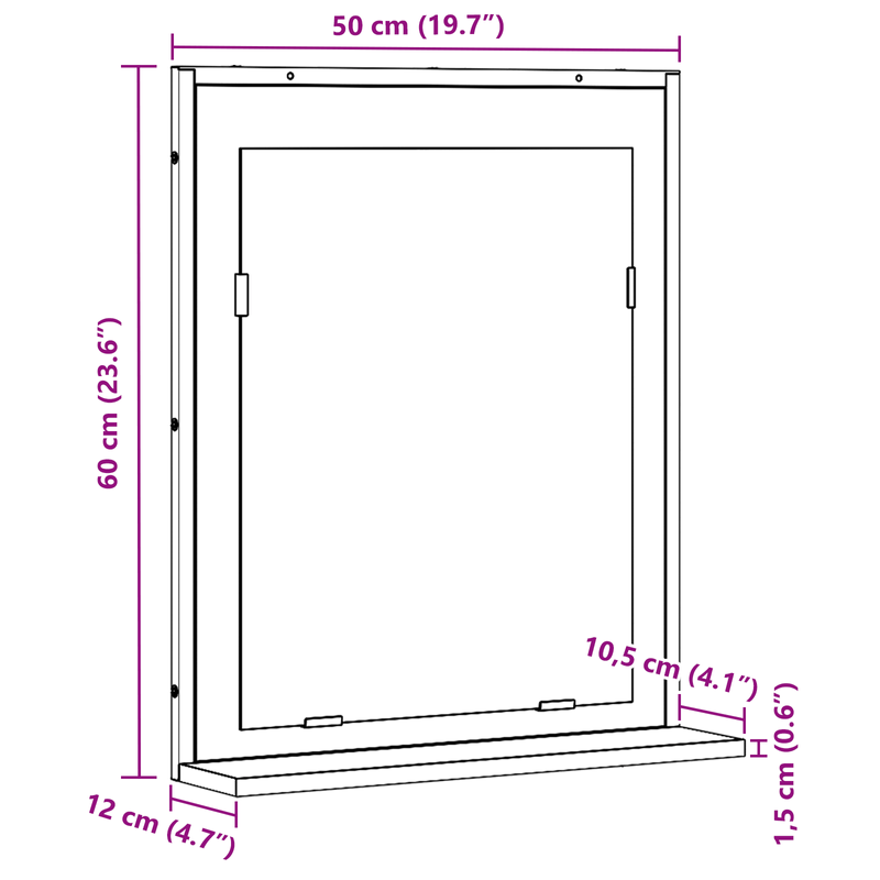 Casa si Gradina - Mobilier - Mobilier baie - Oglinzi baie - Oglinda de baie, stejar artizanal, 50x12x60 cm, lemn prelucrat - Infinity.ro