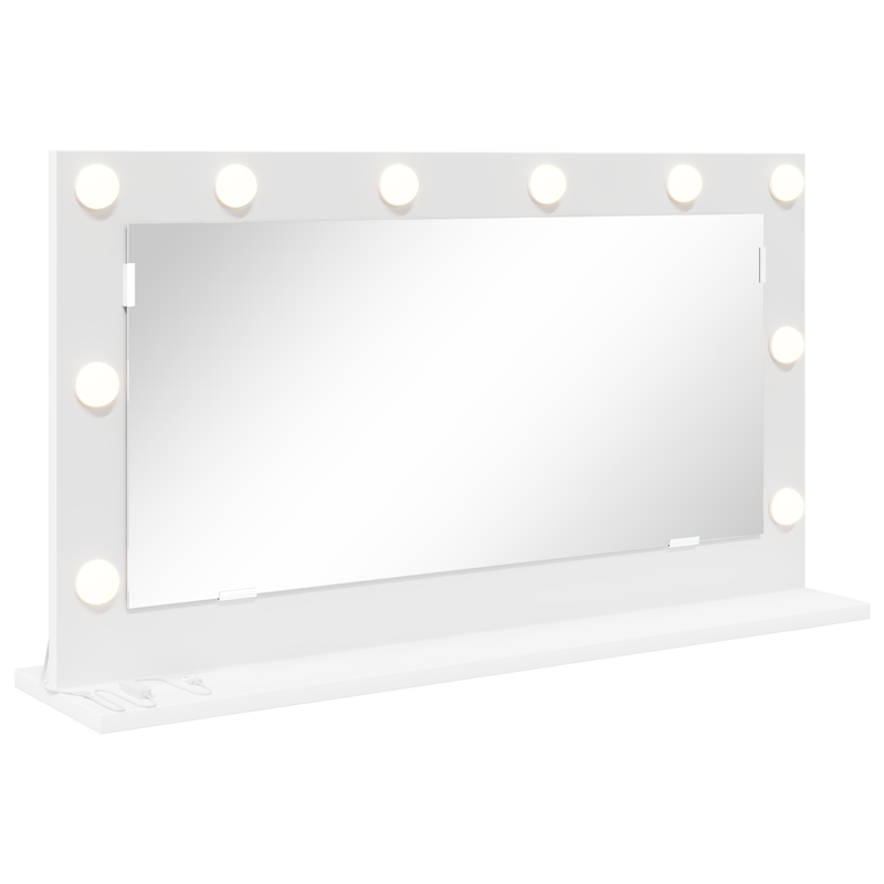 Casa si Gradina - Decoratiuni - Oglinzi - Oglinda de toaleta cu lumini LED Alba 80x45x18 cm - Infinity.ro
