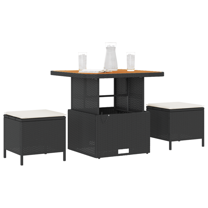 Casa si Gradina - Gradina si terasa - Mobilier exterior - Seturi mobila gradina - Set mobilier gradina, 3 piese, perne negre, poliratan & acacia - Infinity.ro