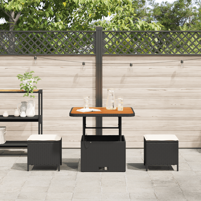 Casa si Gradina - Gradina si terasa - Mobilier exterior - Seturi mobila gradina - Set mobilier gradina, 3 piese, perne negre, poliratan & acacia - Infinity.ro