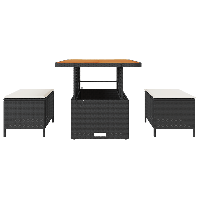 Casa si Gradina - Gradina si terasa - Mobilier exterior - Seturi mobila gradina - Set mobilier gradina, 3 piese, perne negre, poliratan & acacia - Infinity.ro
