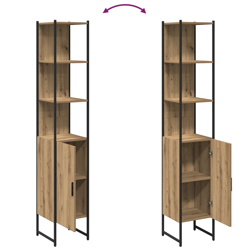 Casa si Gradina - Mobilier - Mobilier baie - Corpuri baie - Dulap de baie, stejar artizanal, 33x33x185,5 cm, lemn prelucrat - Infinity.ro