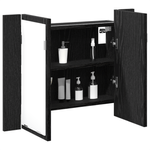 Casa si Gradina - Mobilier - Mobilier baie - Corpuri baie - Dulap cu oglinda de baie LED, stejar negru, 60x12x45 cm, lemn - Infinity.ro