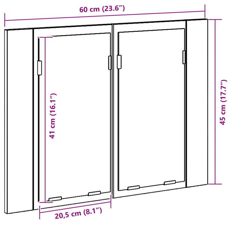 Casa si Gradina - Mobilier - Mobilier baie - Corpuri baie - Dulap cu oglinda de baie LED, stejar negru, 60x12x45 cm, lemn - Infinity.ro