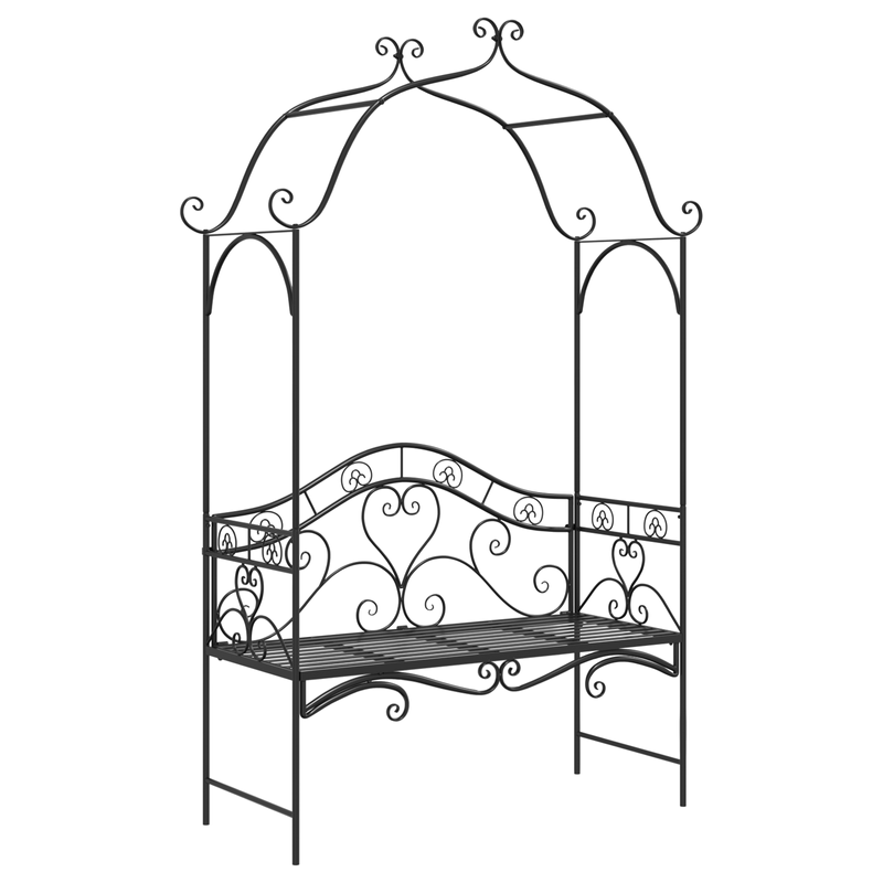 Casa si Gradina - Gradina si terasa - Mobilier exterior - Bancute de gradina - Banca neagra de exterior Negru Metal Mare Detalii decorative - Infinity.ro