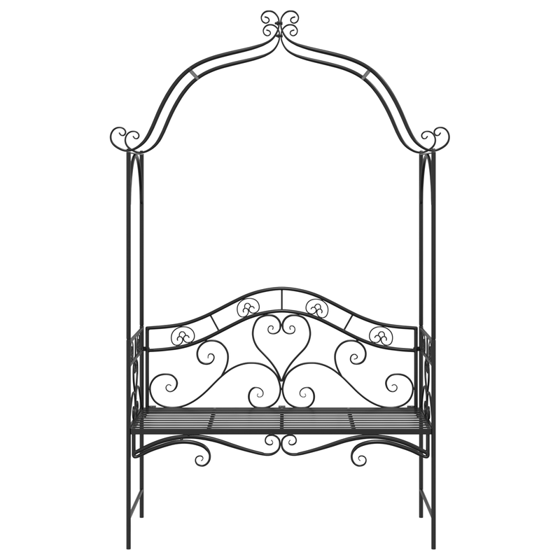 Casa si Gradina - Gradina si terasa - Mobilier exterior - Bancute de gradina - Banca neagra de exterior Negru Metal Mare Detalii decorative - Infinity.ro