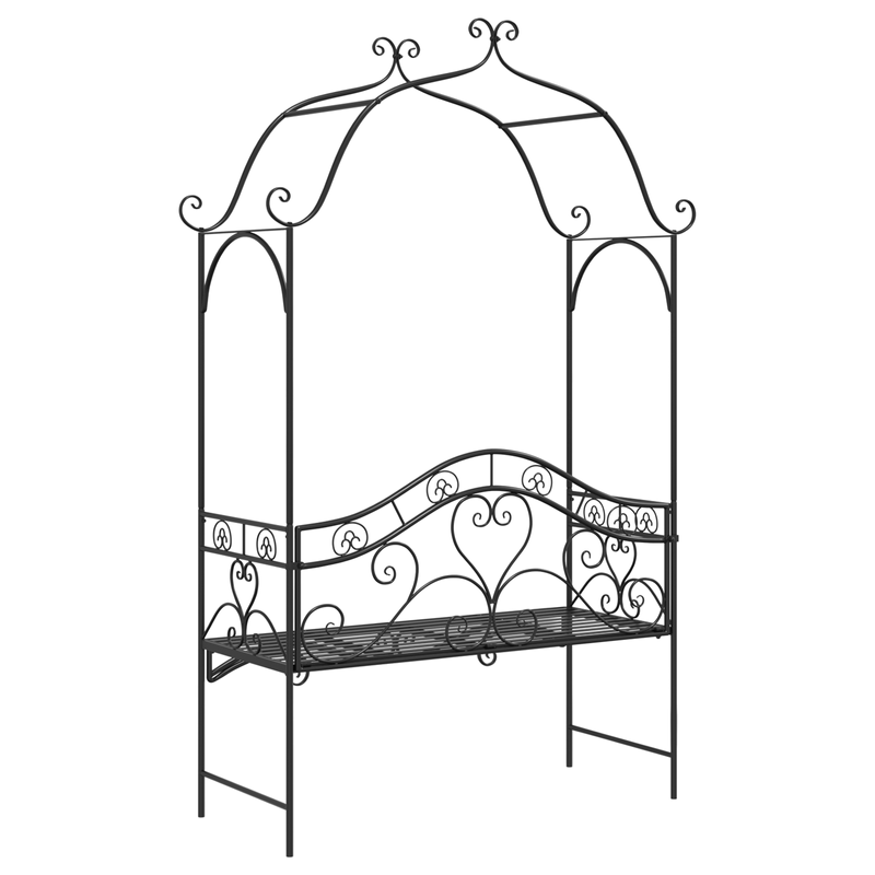 Casa si Gradina - Gradina si terasa - Mobilier exterior - Bancute de gradina - Banca neagra de exterior Negru Metal Mare Detalii decorative - Infinity.ro