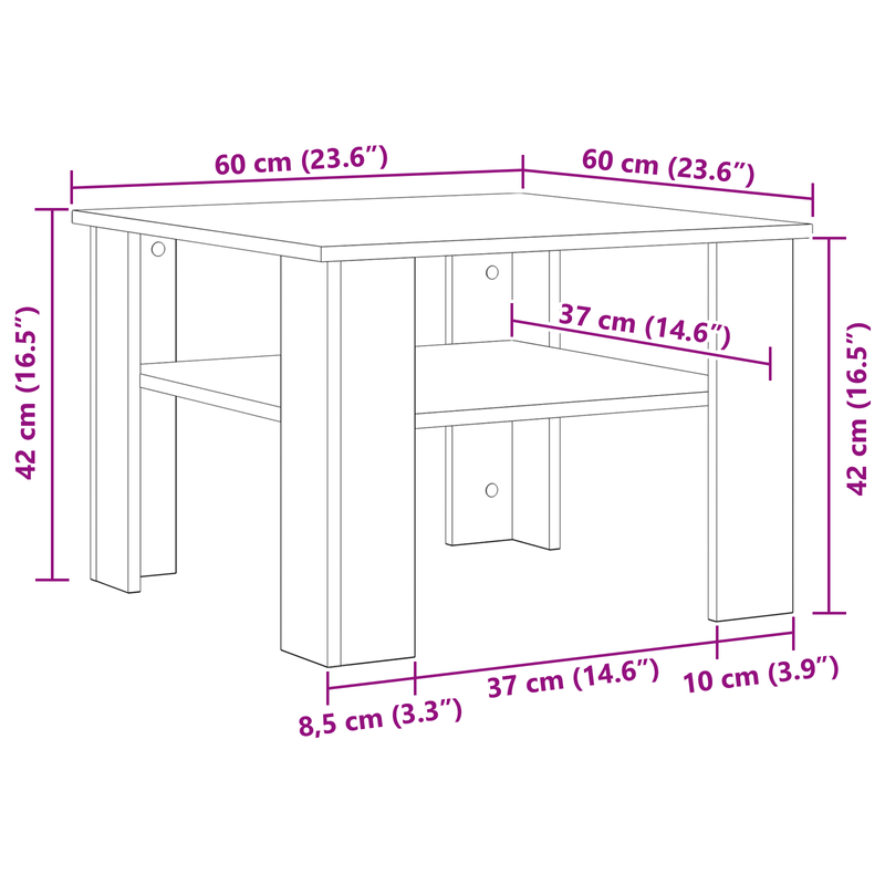 Casa si Gradina - Mobilier - Mese si birouri - Masute de cafea - Masa de cafea  Negru Stejar 60x60x42 cm din lemn prelucrat - Infinity.ro