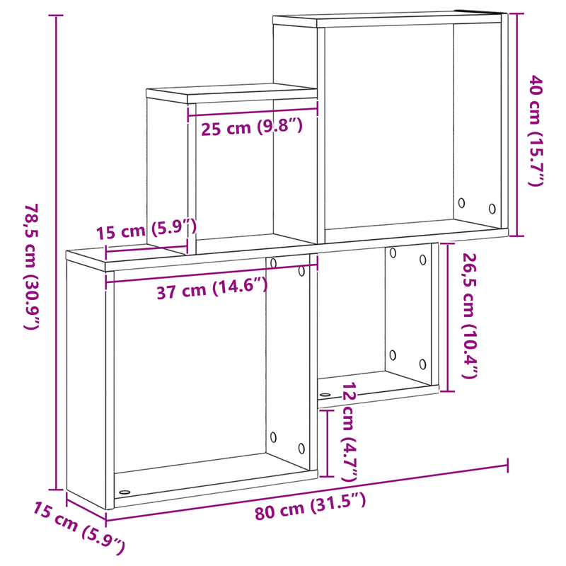 Casa si Gradina - Mobilier - Biblioteci si rafturi - Rafturi - Dulap de perete Stejar negru 80x15x78,5 cm - Lemn compozit - Infinity.ro