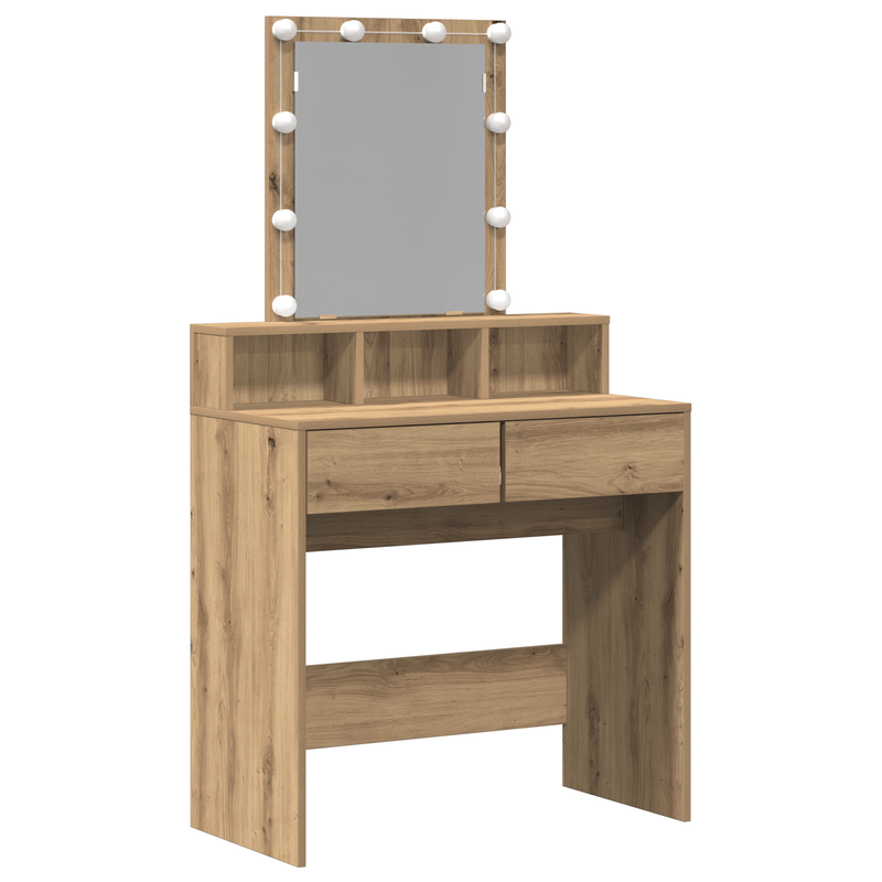 Casa si Gradina - Mobilier - Comode si corpuri - Masute de toaleta - Masa de toaleta, oglinda & LED-uri, stejar artizanal, lemn - Infinity.ro