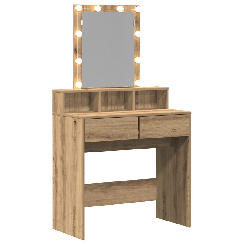 Casa si Gradina - Mobilier - Comode si corpuri - Masute de toaleta - Masa de toaleta, oglinda & LED-uri, stejar artizanal, lemn - Infinity.ro