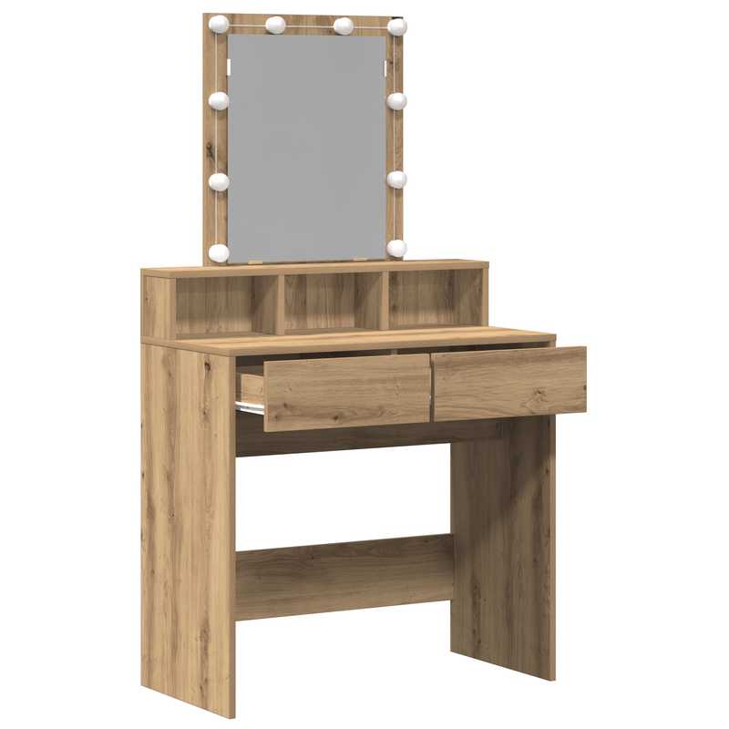 Casa si Gradina - Mobilier - Comode si corpuri - Masute de toaleta - Masa de toaleta, oglinda & LED-uri, stejar artizanal, lemn - Infinity.ro