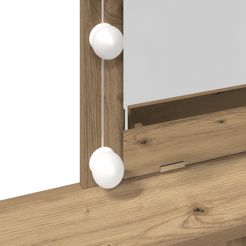 Casa si Gradina - Mobilier - Comode si corpuri - Masute de toaleta - Masa de toaleta, oglinda & LED-uri, stejar artizanal, lemn - Infinity.ro