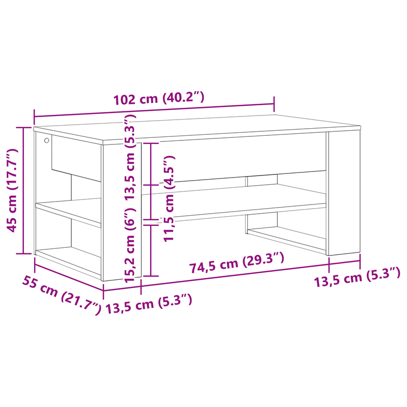 Casa si Gradina - Mobilier - Mese si birouri - Masute de cafea - Masa de cafea  din lemn reciclat 102x55x45 cm - Infinity.ro