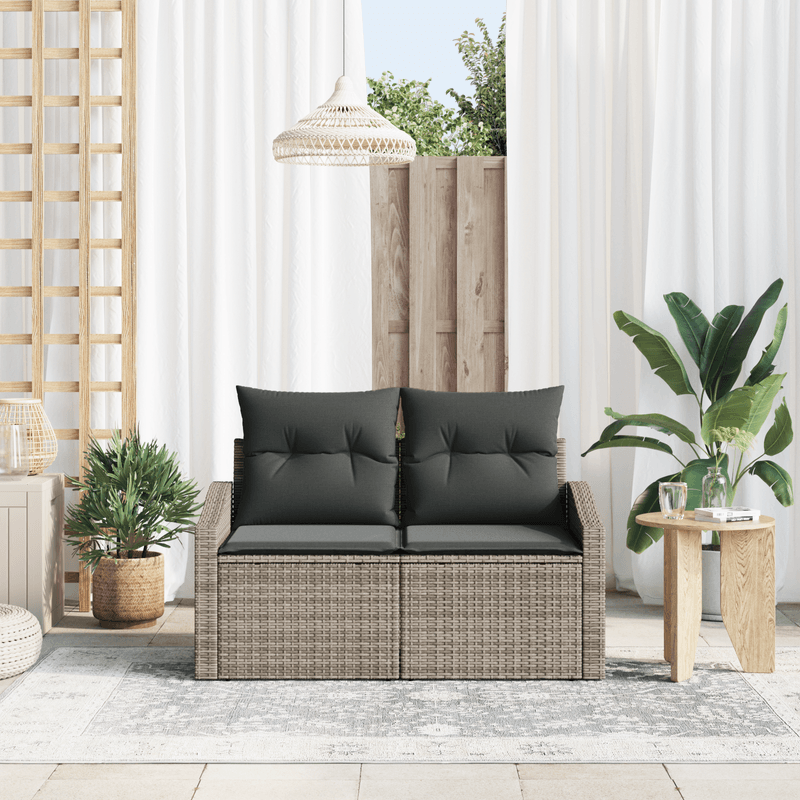 Casa si Gradina - Gradina si terasa - Mobilier exterior - Canapele si fotolii gradina - Canapea de gradina 2 persoane, cu perne, gri, poliratan - Infinity.ro