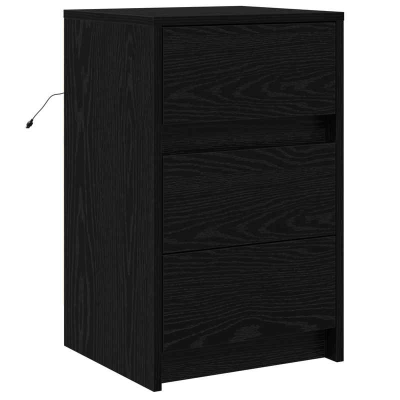 Casa si Gradina - Mobilier - Comode si corpuri - Noptiere - Casuta de noptiera cu lumini LED Stejar Negru Lemn prelucrat - Infinity.ro