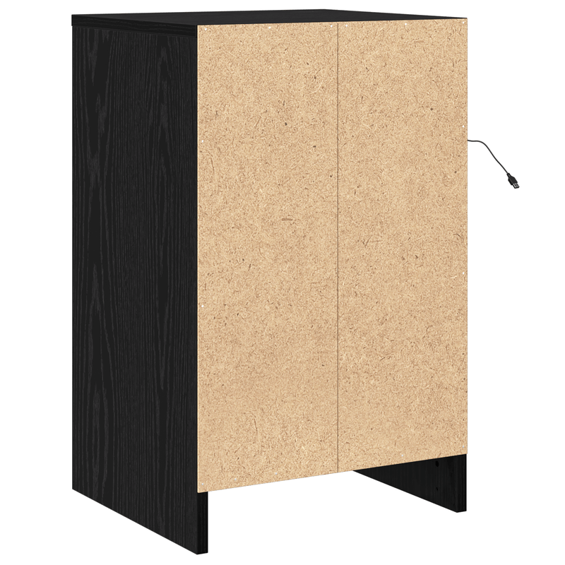 Casa si Gradina - Mobilier - Comode si corpuri - Noptiere - Casuta de noptiera cu lumini LED Stejar Negru Lemn prelucrat - Infinity.ro