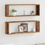 Casa si Gradina - Mobilier - Biblioteci si rafturi - Rafturi - Set 2 rafturi  din lemn vechi, 80x15x26 cm, lemn ingineresc - Infinity.ro