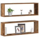 Casa si Gradina - Mobilier - Biblioteci si rafturi - Rafturi - Set 2 rafturi  din lemn vechi, 80x15x26 cm, lemn ingineresc - Infinity.ro