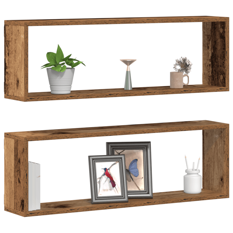 Casa si Gradina - Mobilier - Biblioteci si rafturi - Rafturi - Set 2 rafturi  din lemn vechi, 80x15x26 cm, lemn ingineresc - Infinity.ro