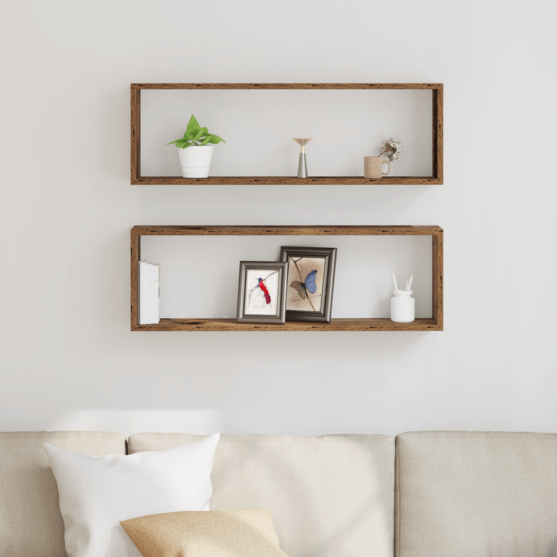 Casa si Gradina - Mobilier - Biblioteci si rafturi - Rafturi - Set 2 rafturi  din lemn vechi, 80x15x26 cm, lemn ingineresc - Infinity.ro
