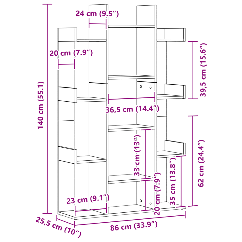Casa si Gradina - Mobilier - Biblioteci si rafturi - Biblioteci - Biblioteca  Neagra din Stejar 86x25,5x140 cm din Lemn prelucrat - Infinity.ro