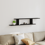 Casa si Gradina - Mobilier - Biblioteci si rafturi - Rafturi - Raft TV de perete  Negru Stejar 125x18x23 cm din lemn - Infinity.ro