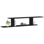 Casa si Gradina - Mobilier - Biblioteci si rafturi - Rafturi - Raft TV de perete  Negru Stejar 125x18x23 cm din lemn - Infinity.ro