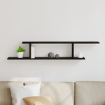 Casa si Gradina - Mobilier - Biblioteci si rafturi - Rafturi - Raft TV de perete  Negru Stejar 125x18x23 cm din lemn - Infinity.ro