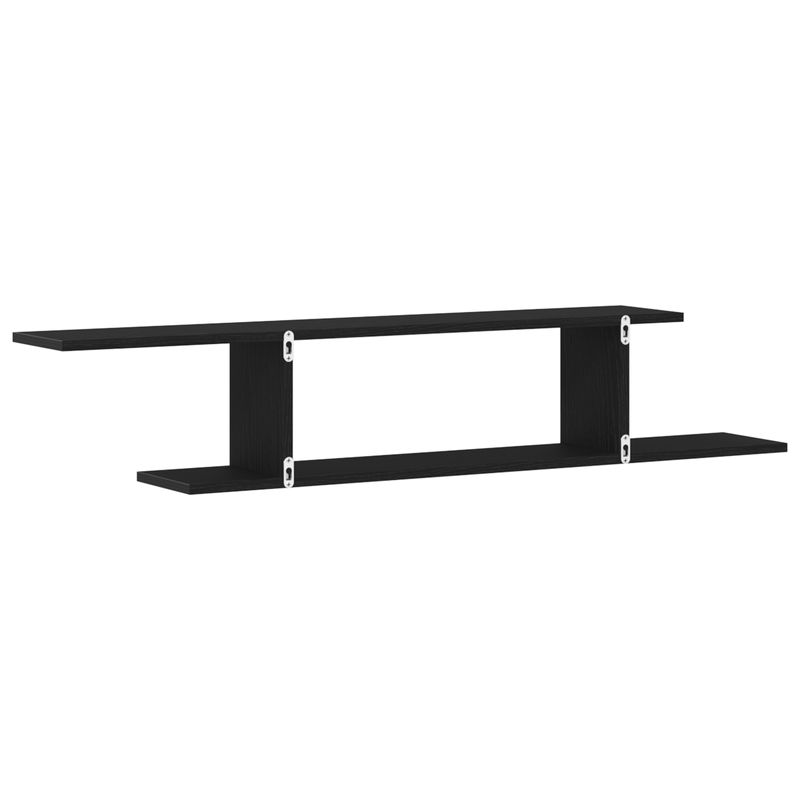 Casa si Gradina - Mobilier - Biblioteci si rafturi - Rafturi - Raft TV de perete  Negru Stejar 125x18x23 cm din lemn - Infinity.ro