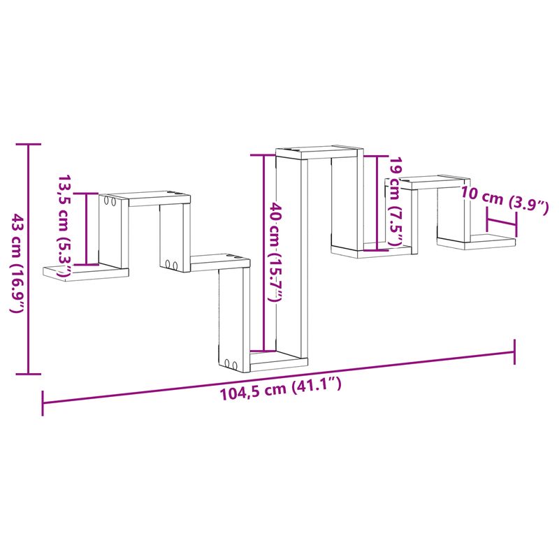 Casa si Gradina - Mobilier - Biblioteci si rafturi - Rafturi - Raft din Lemn Vechi 104,5x10x43 cm din Lemn Ingineresc - Infinity.ro