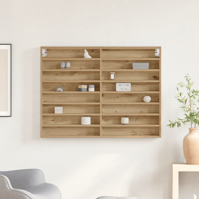 Casa si Gradina - Mobilier - Biblioteci si rafturi - Rafturi - Dulap cu vitrina, stejar artizanal 100x8,5x75 cm lemn prelucrat - Infinity.ro