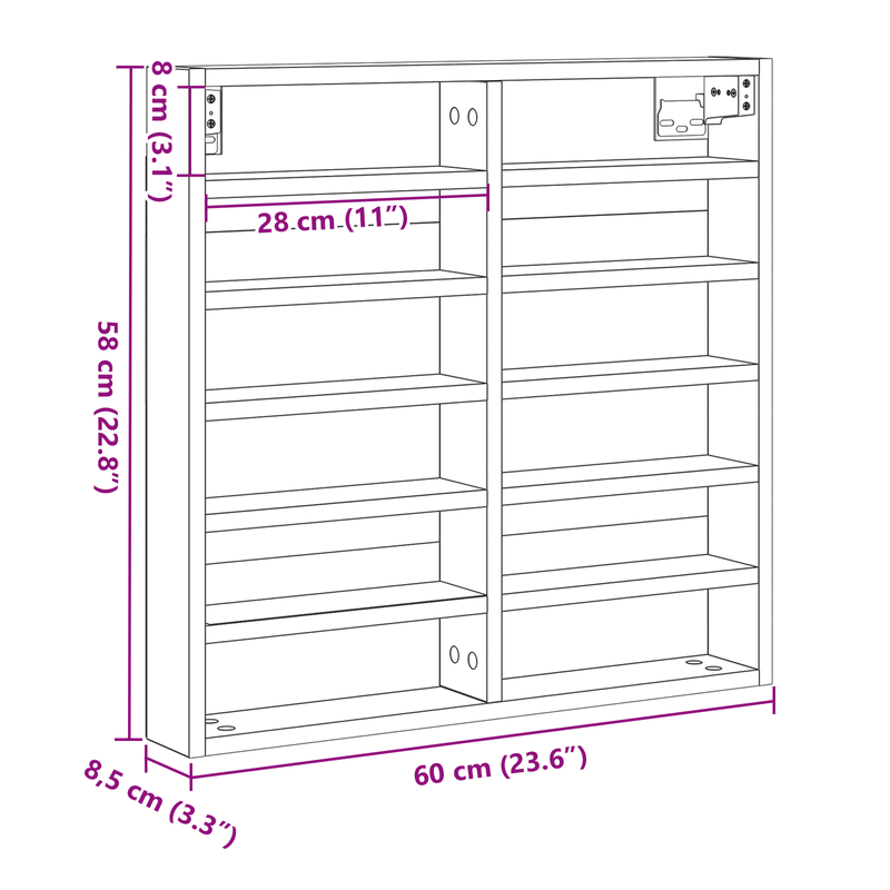 Casa si Gradina - Mobilier - Biblioteci si rafturi - Rafturi - Dulap cu vitrina, stejar artizanal 60x8,5x58 cm lemn prelucrat - Infinity.ro